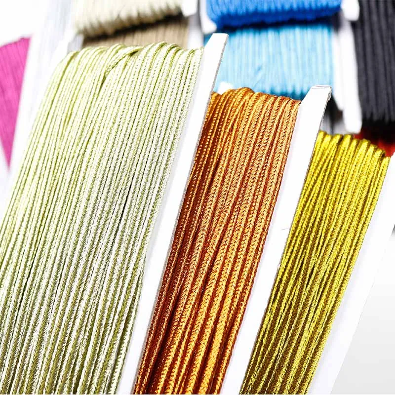 30 metros de cores metálicas trançado soutach cabo 3mm corda de náilon cobra barriga cabos soutache metalico para diy jóias fazendo descobertas