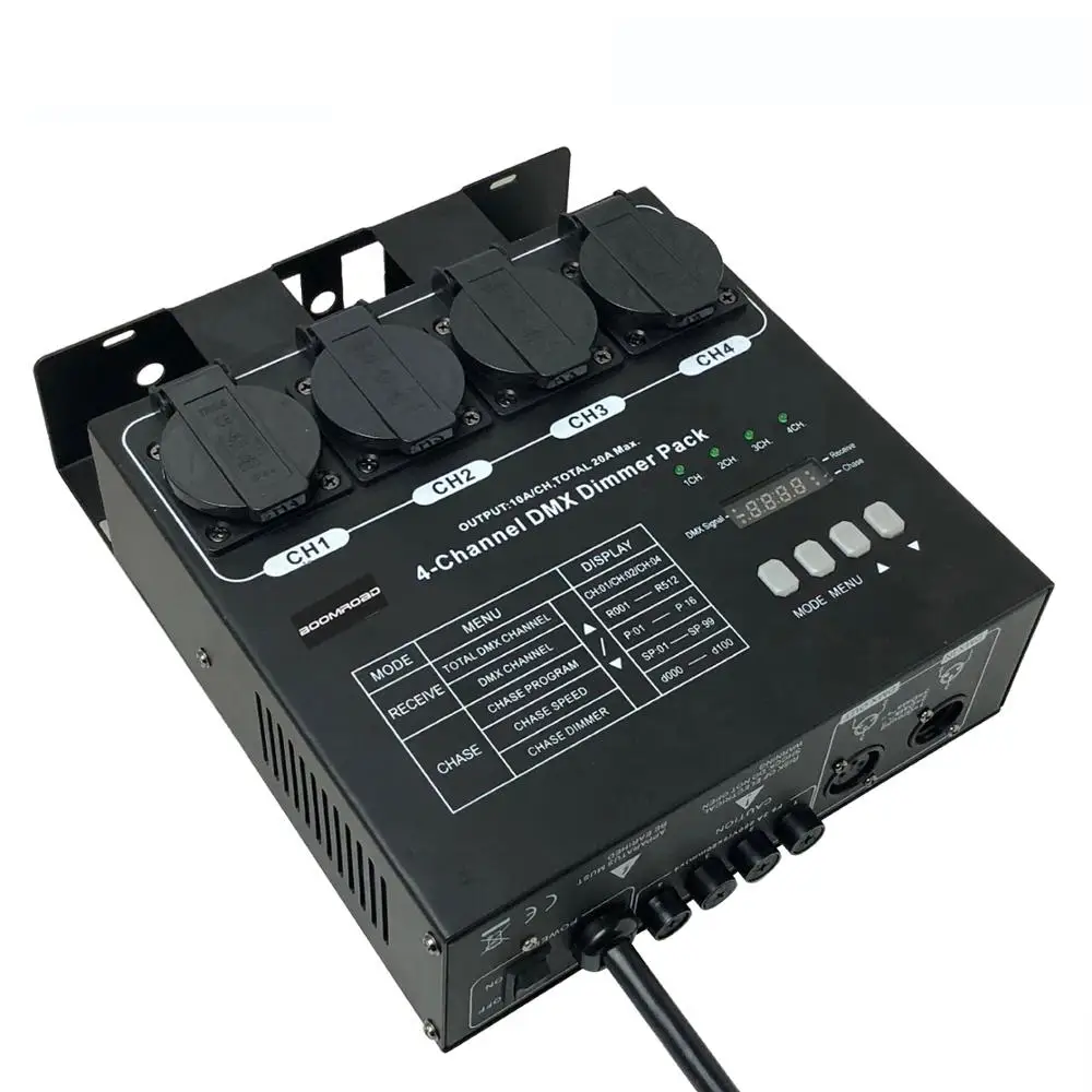 DMX Dimmer Rear Controller Pack 4 Channels 1kw Switch Pack Auto/DMX 512 Light Dimming Mode For Stage Light Effect Fixture