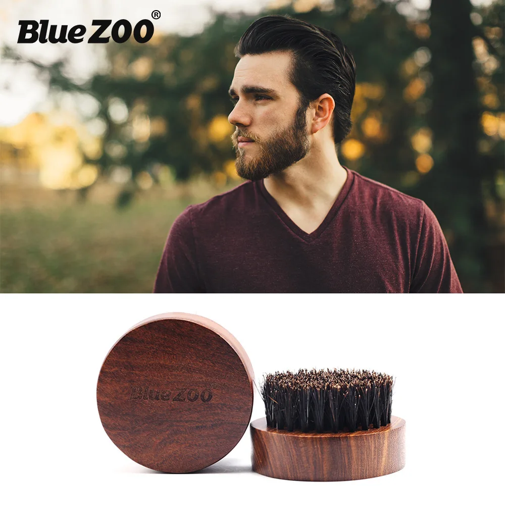 Bluezoo Men\'s Care round Black Gold Sandalwood Beard Brush Beard Care Beard Brush