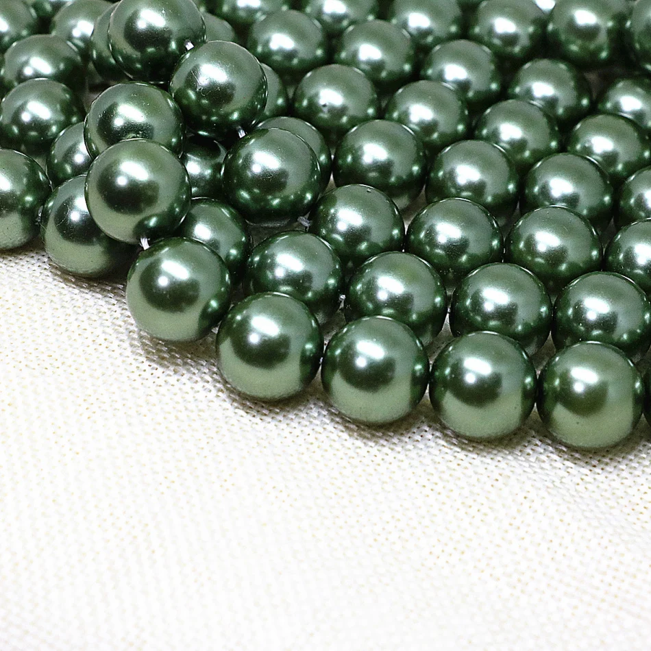 Hot Sale 4-14mm Beautiful Green multicolor Imitation Shell Pearl Round Loose Beads Women Party Weddings Gifts Jewelry Making 15\