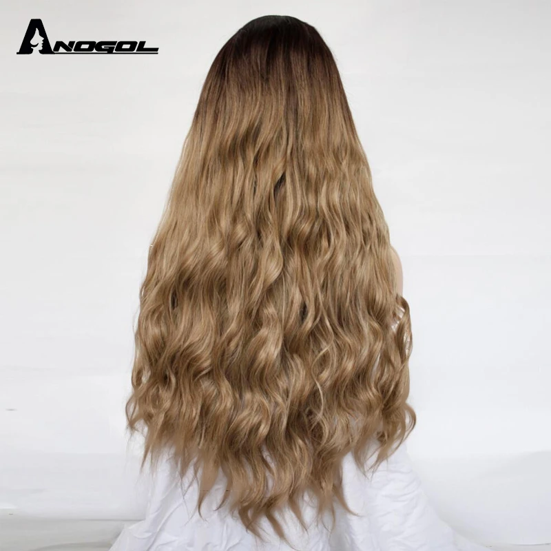 Anogol Dark Roots Ombre Blonde Long Body Wave 24