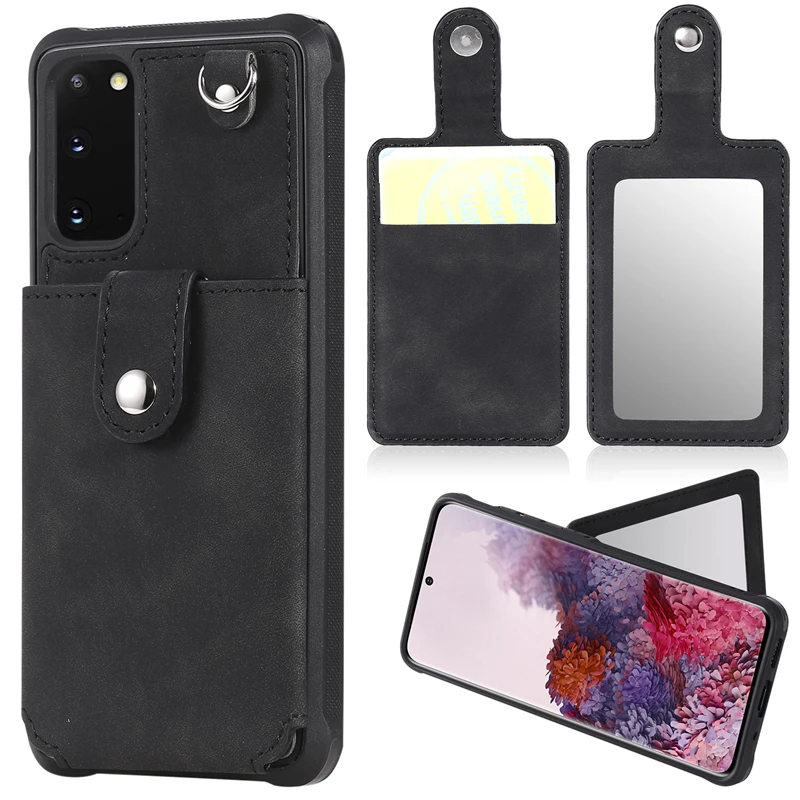 Fashion Embossed Wallet Case For Samsung S8 S9 S10 S20 Plus S10 E S10 5G S20 Ultra Note 8 9 10 20 Ultra Mirror Wallet Case Cover