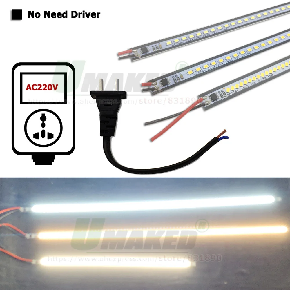 10pc AC220V LED Bar Light 3W 4W 6W 8W 10-20-30-50CM 24-36-72LEDs SMD 2835 LED Rigid Strip Model For light boxes,kitchen Light