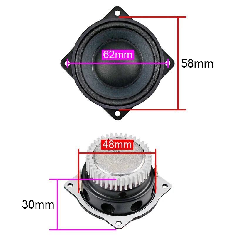GHXAMP 2 Inch Full Frequency Speaker Unit Paper Cone Cloth Edge Satellite 6OHM 15W 2PCS