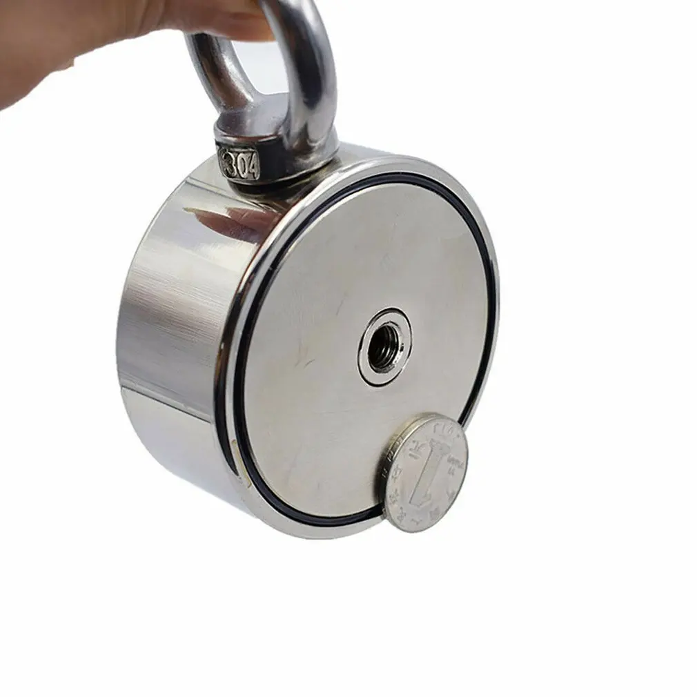 200/300/500KG Portable Durable powerful strong Double-Sided Fishing Magnet With 10 Meter Rope Strong Magnetic Ring Magnet Stone