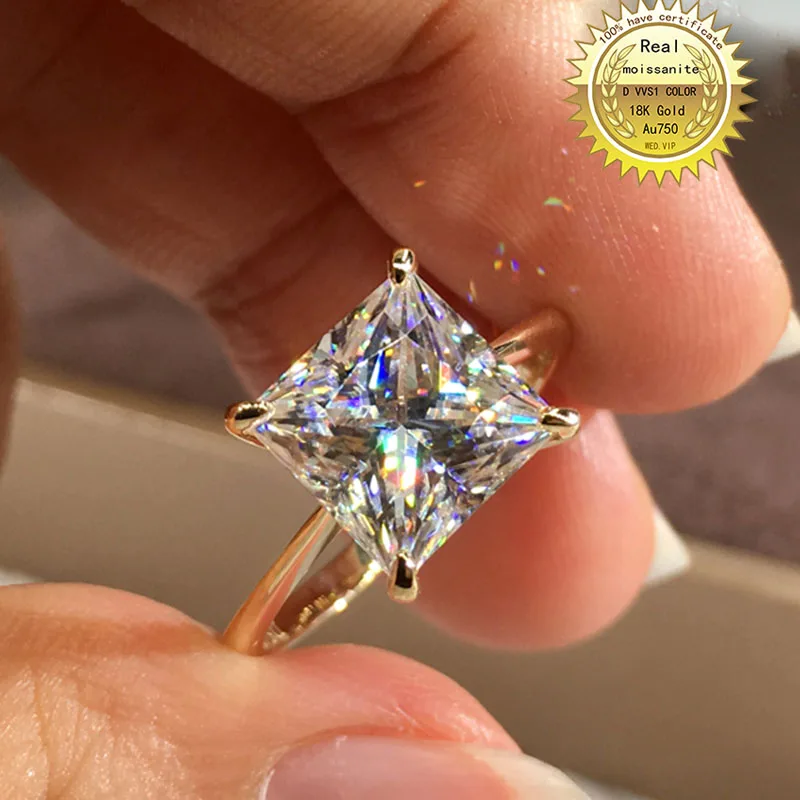 

100% 18K Gold 2ct Moissanite Diamond Ring D color VVS With national certificate 022