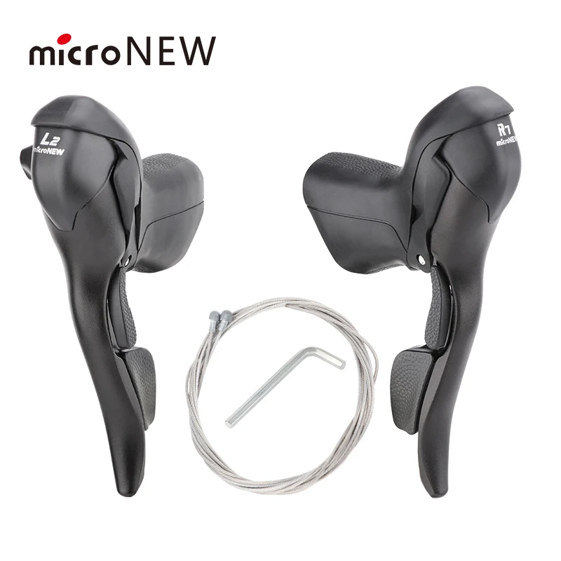 

microNEW Road Bike Bicycle Shifter 2*10 Speed For 22.2-23.8mm Handlebar 7/8/9 Speed Dual Control Levers