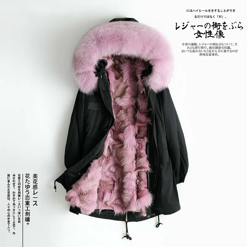 

Real Fur Coat Female Natural Fox Fur Liner Jacket 2020 Winter Jacket Women Fox Fur Collar Coats Korean Outwear Hiver 2748