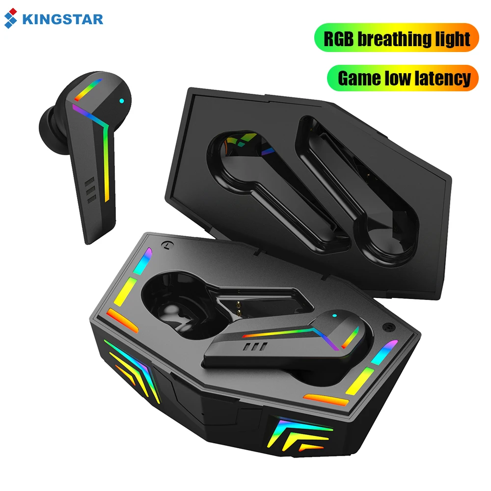 KINGSTAR Gaming Earphones with Mic Bluetooth Headphones Low Latency TWS Gaming Earbuds Wireless Headset Gamer For PUBG Stereo