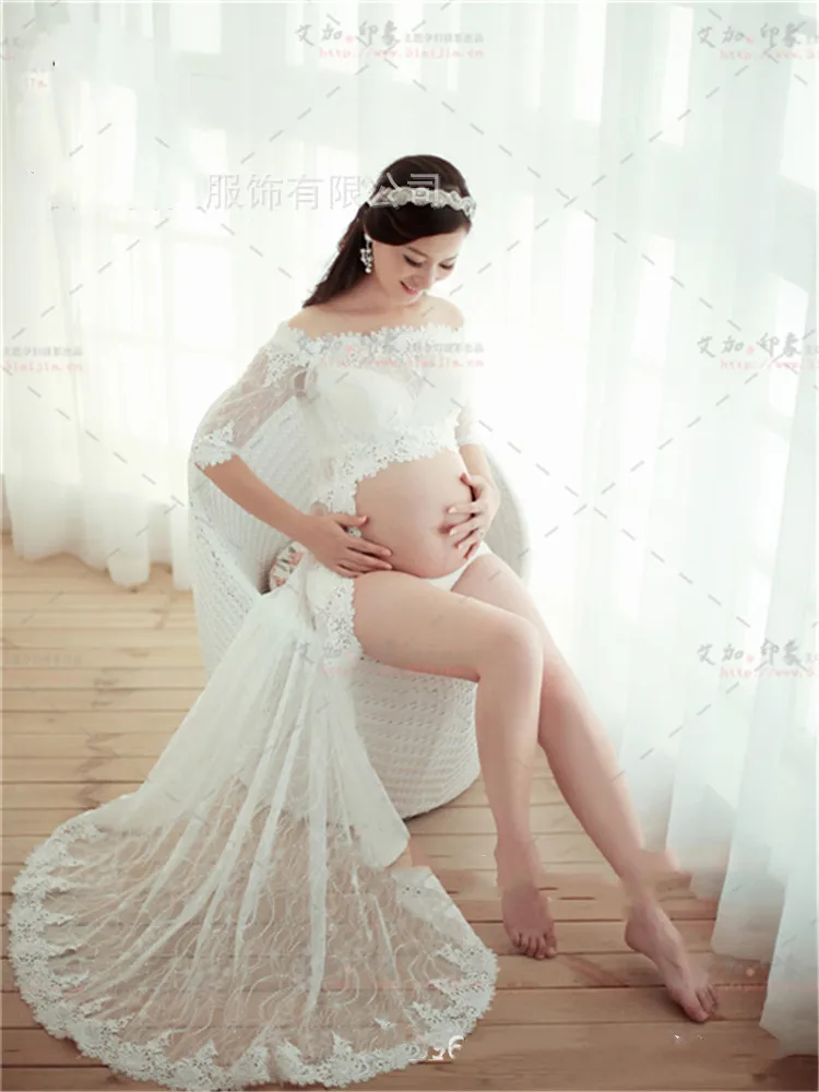 

Long Sleeve Maxi Maternity Dress for Photo Shoot Elegant Fitted Gown Pregnancy Dress for Baby Shower Women Photography Prop