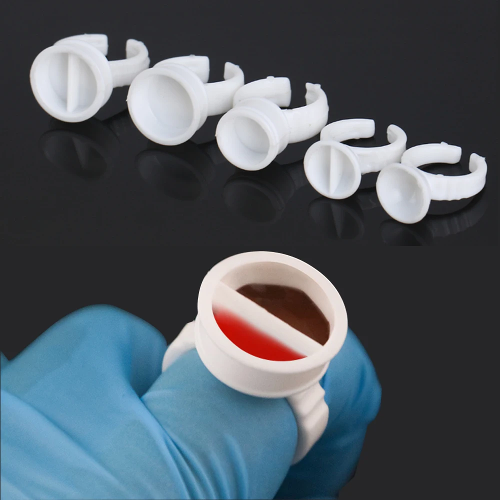 

100PCS Disposable Eyelash Extend Ring Cup Permanent makeup Pigments Ink Ring Cups Set Tattoo Pigment Holder Cups