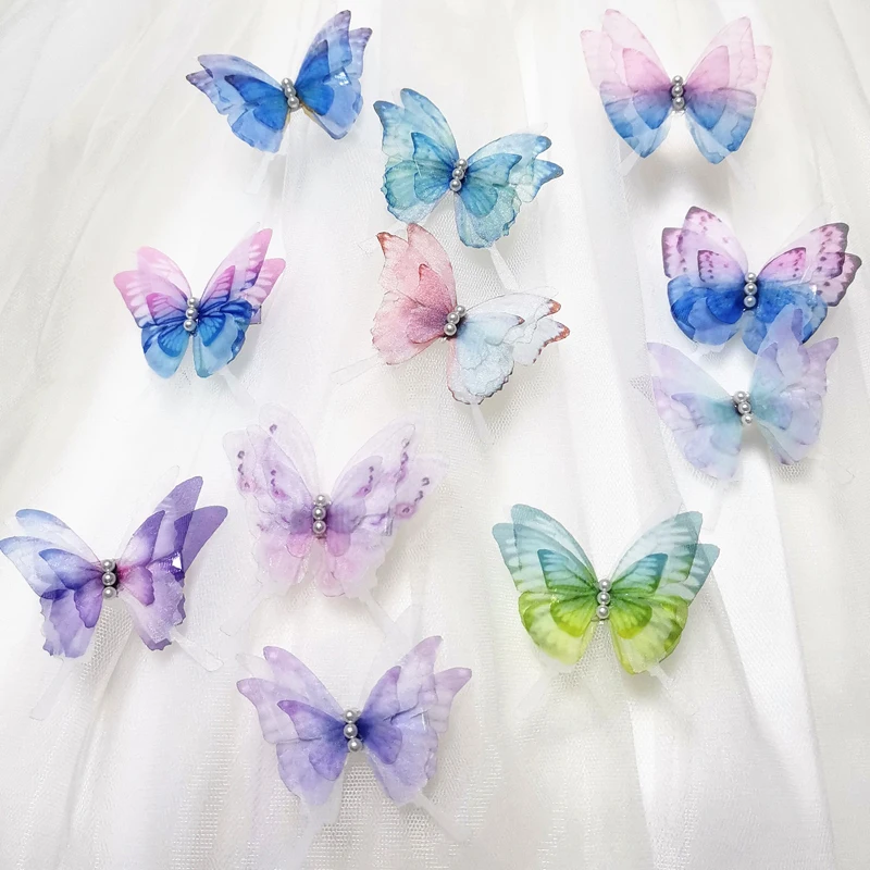 4 Layers Tulle Butterfly Hair Clip For Women Girls Wedding Hairpin Dress Decoration Gauze Butterfly Hair Accessories Ornaments