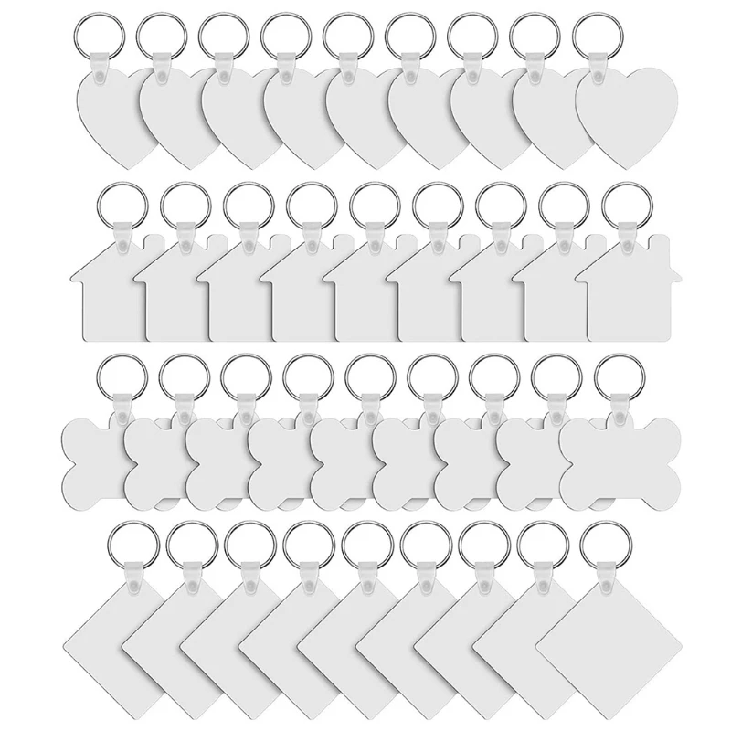 36 pces madeira hardboard chaveiro mdf em branco duplo-lado impresso chaveiros sublimação transferência de calor chaveiros fazendo jóias