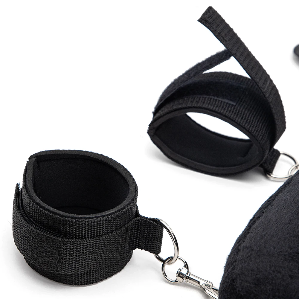 Fetish Bed Bondage Straps Set Love Posture Neck Collar Leg Cuffs Handcuffs Plush Sex Pillow BDSM Adult Game Couples Sex Toys image 4