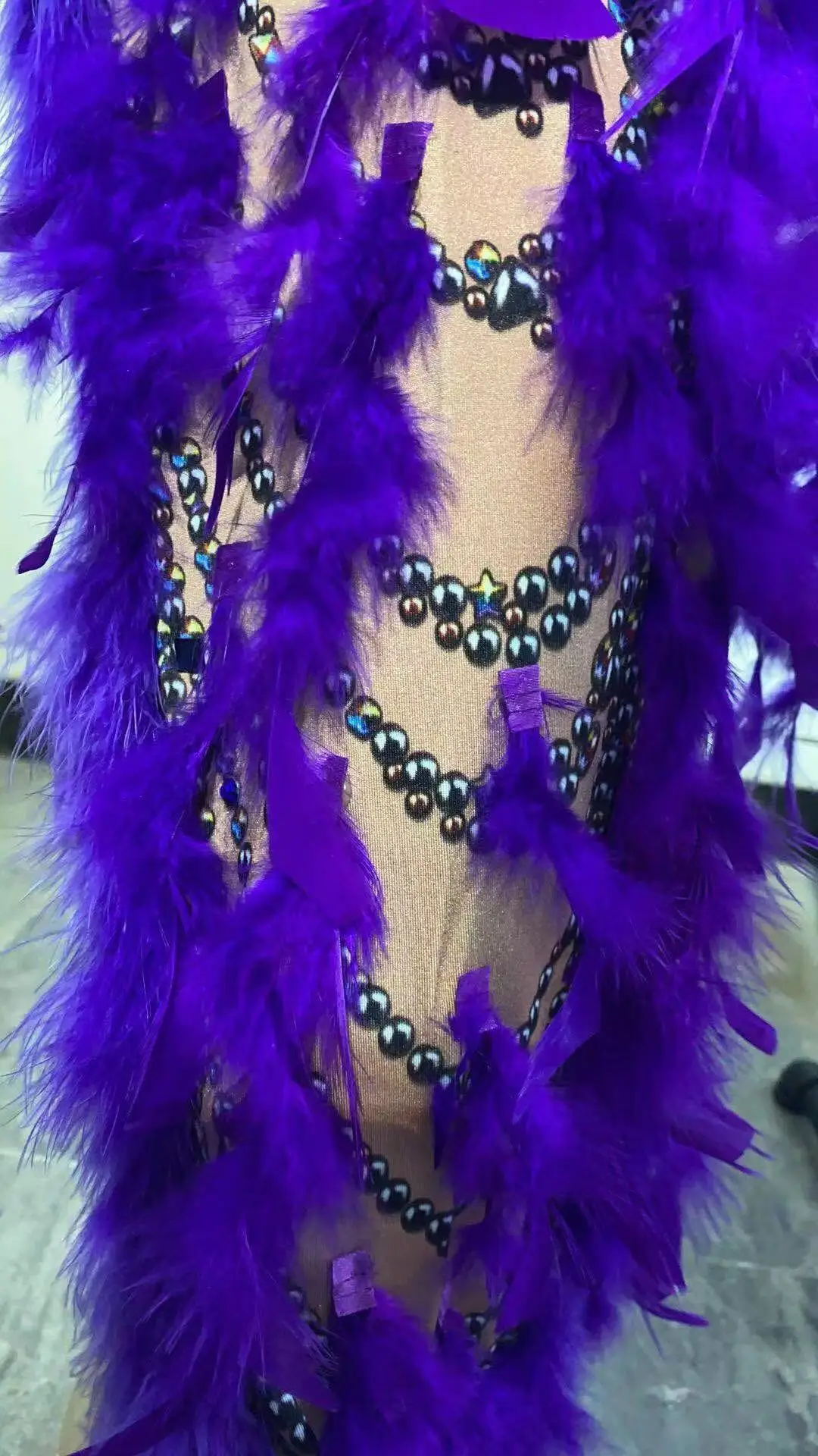 Purple bird feather dress sexy women stage show dresses DJ DS Nightclub bar women party costume