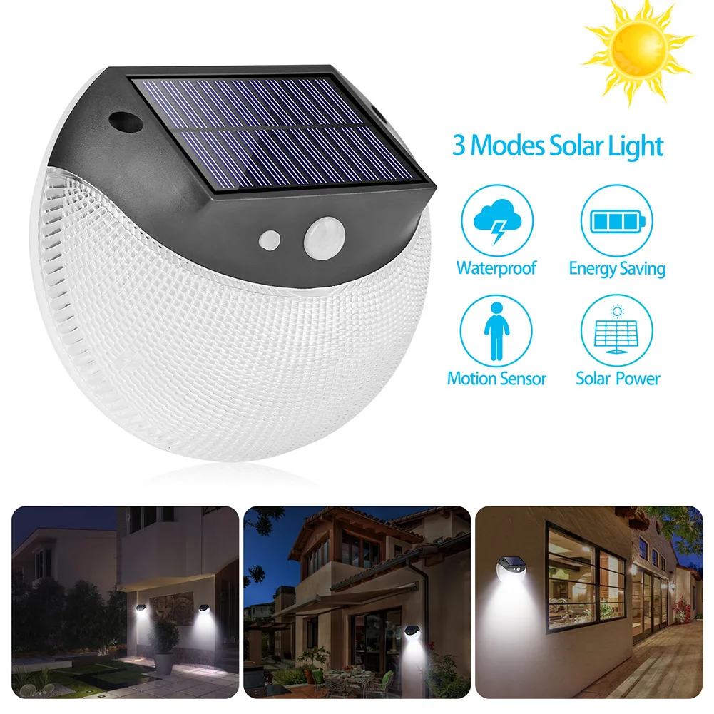 1/3 Mode LED Stairway Aisle Lamp High Power Intelligent Infrared Motion Sensor Waterproof Solar Panel Wall Lamp Decorative Light