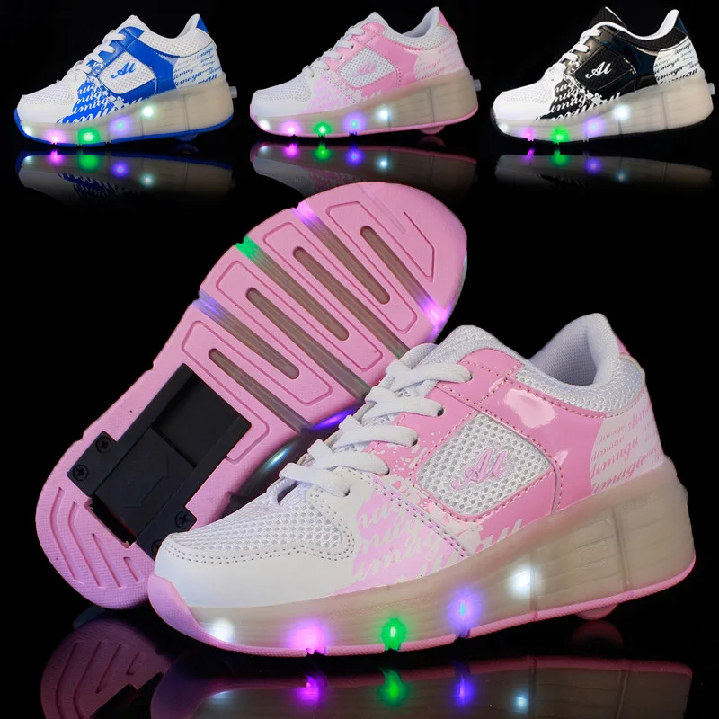 

New Single Wheel Roller Skates Runaway Shoes Led With Lights Automatic Luminous Runaway Shoes For Boys And Girls