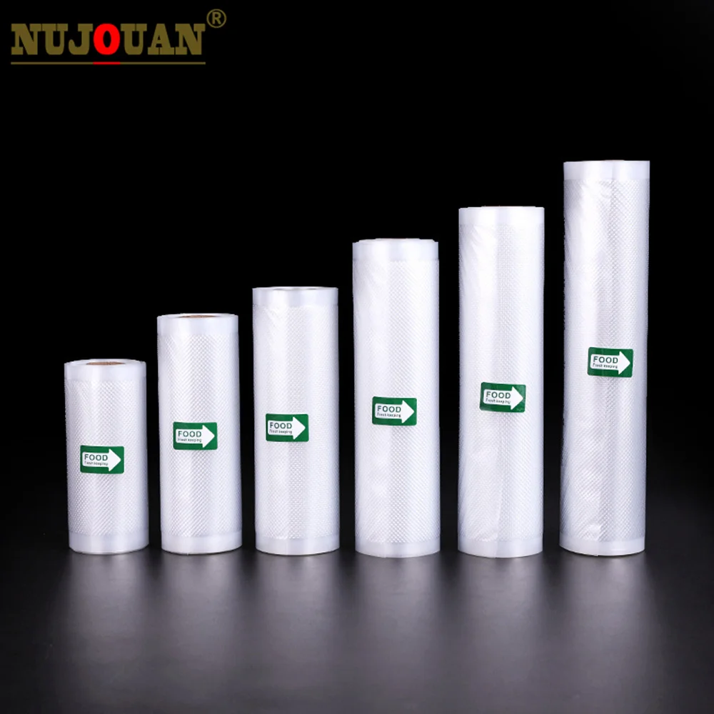Bolsas de vacío de alimentos para sellador al vacío, bolsas de larga duración para envasado al vacío, 12/15/20/25/30cm x 500cm/rollo