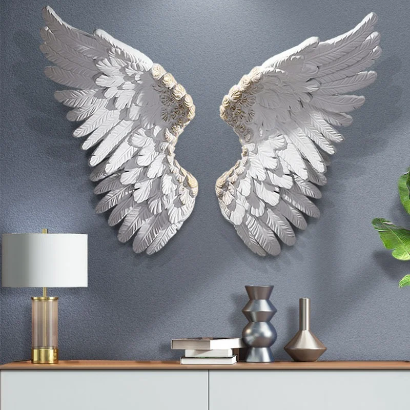 Nordic Luxury Wings 3D Room Decor Aesthetic Feather Painting Living Room Wall Decorative Sofa Background Home Decoration Gift