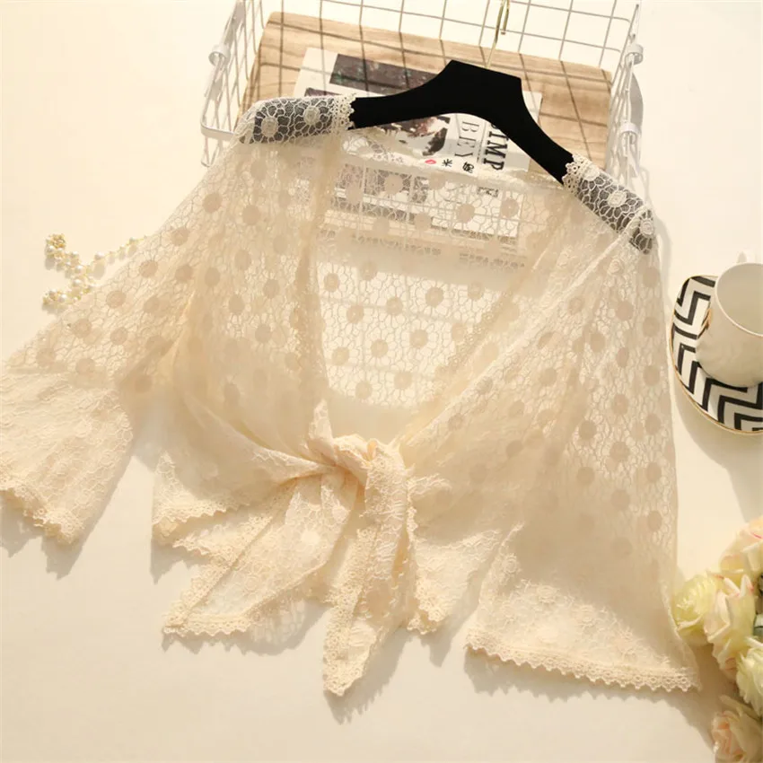 

2021 New Summer Elegant Women Lace Shawl Cape Lady Bow Wraps Short Wrap Bolero Accessories Coat Tops Sun Protection Coat WZ1372