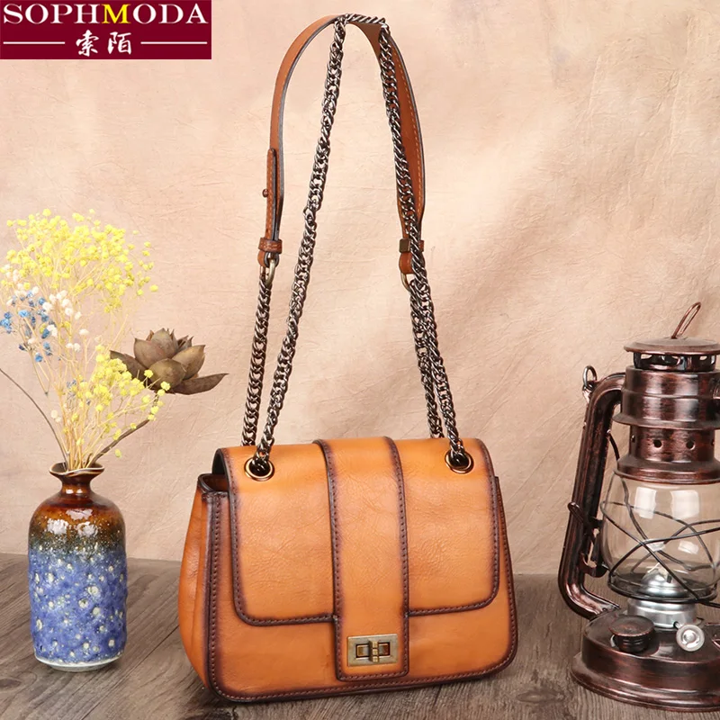 ★cowhide leather handbag in baotou restoring ancient ways single female inclined shoulder bag bag, female bag 2021 new