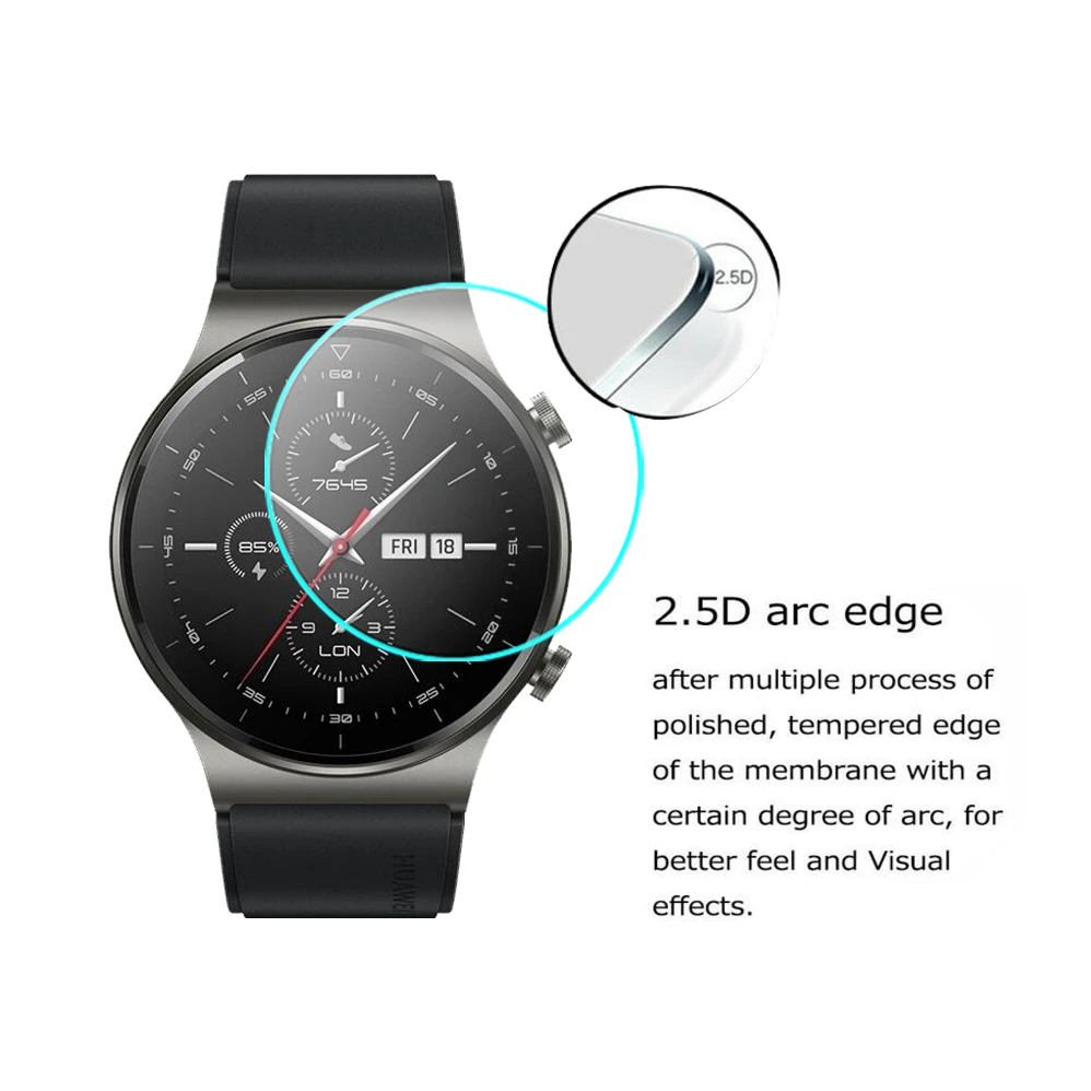 2 pezzi di vetro temperato 2.5D per Huawei Honor Magic Watch GT 2 GT2 GS Pro 46mm Smartwatch pellicola protettiva per schermo vetro antigraffio