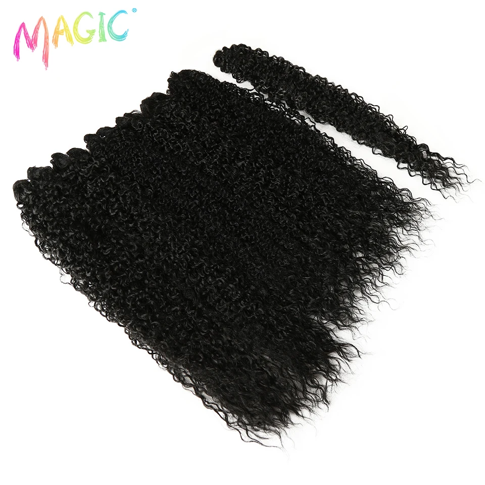 Magic-Bundles de cheveux bouclés crépus, tresses de document noir, extensions de cheveux synthétiques, accessoires pour cheveux bouclés, 22 po, 24 po, 26 po, 7 pièces