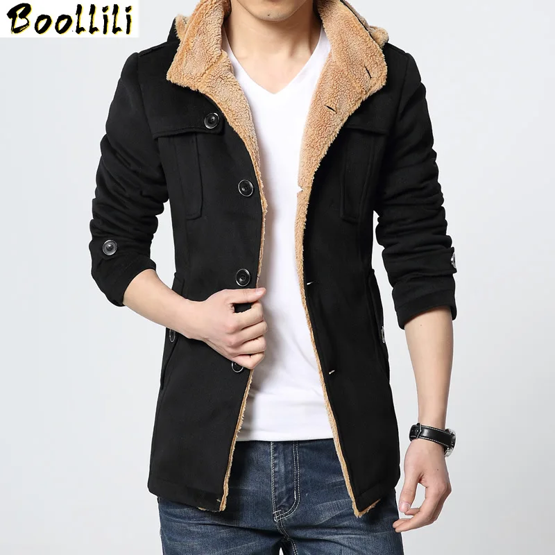 

Coat Boollili Men's Plus Size Woolen Coat Man Winter Jacket Men Hooded Detachable Male Short Overcoat Abrigo Hombre