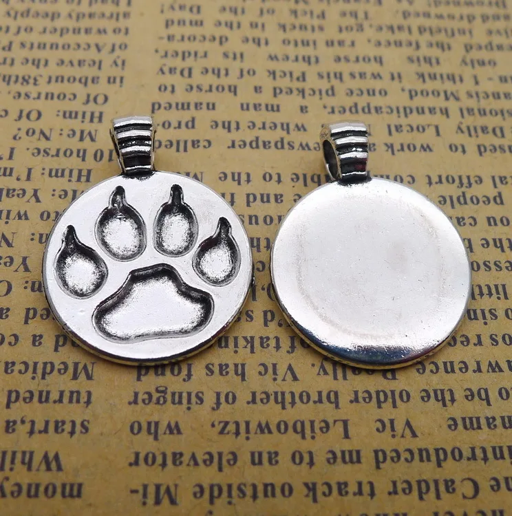 8pcs/Lot 21x28mm Dog Paw Alloy Charms Antique Silver Color Pendants for DIY Jewelry Making Charm