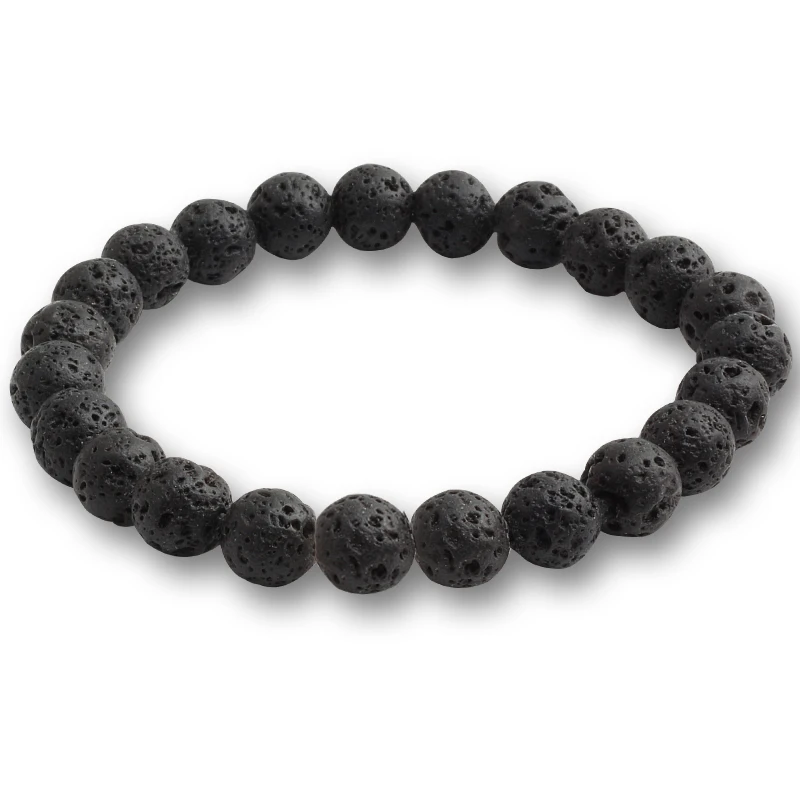 Natural Lava Rock Stone Black White Stretch Bracelet Men Women 6/8/10mm Beaded Beacelet Yoga Meditation Buddha Hand Jewelry Gift