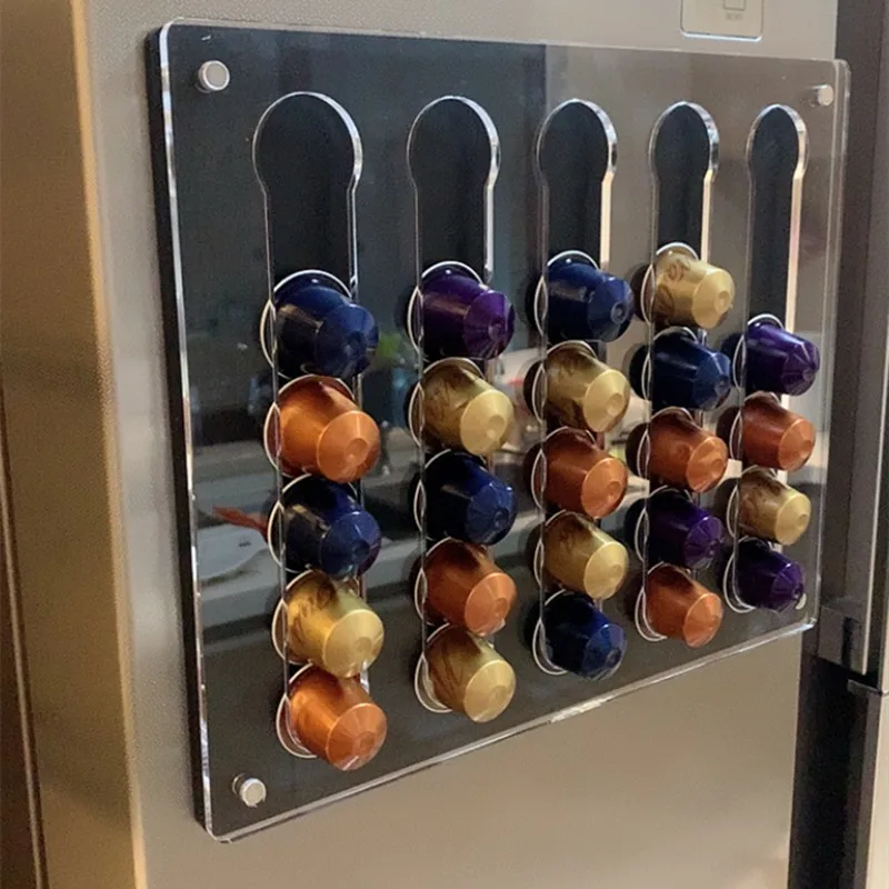 35 Pods Coffee Capsule Storage Display Rack Wall-mounted Transparent Coffee Capsule Holder Coffeeware Nespresso Capsule Holder