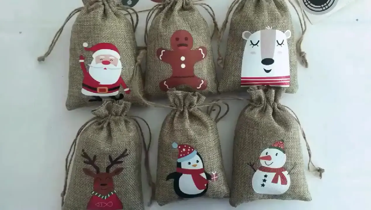 10x15cm Christmas Wedding Party Decoration Drawer Bag Sachet Bag Burlap Christmas Gift Bag Pouch Packaging Bags for Business