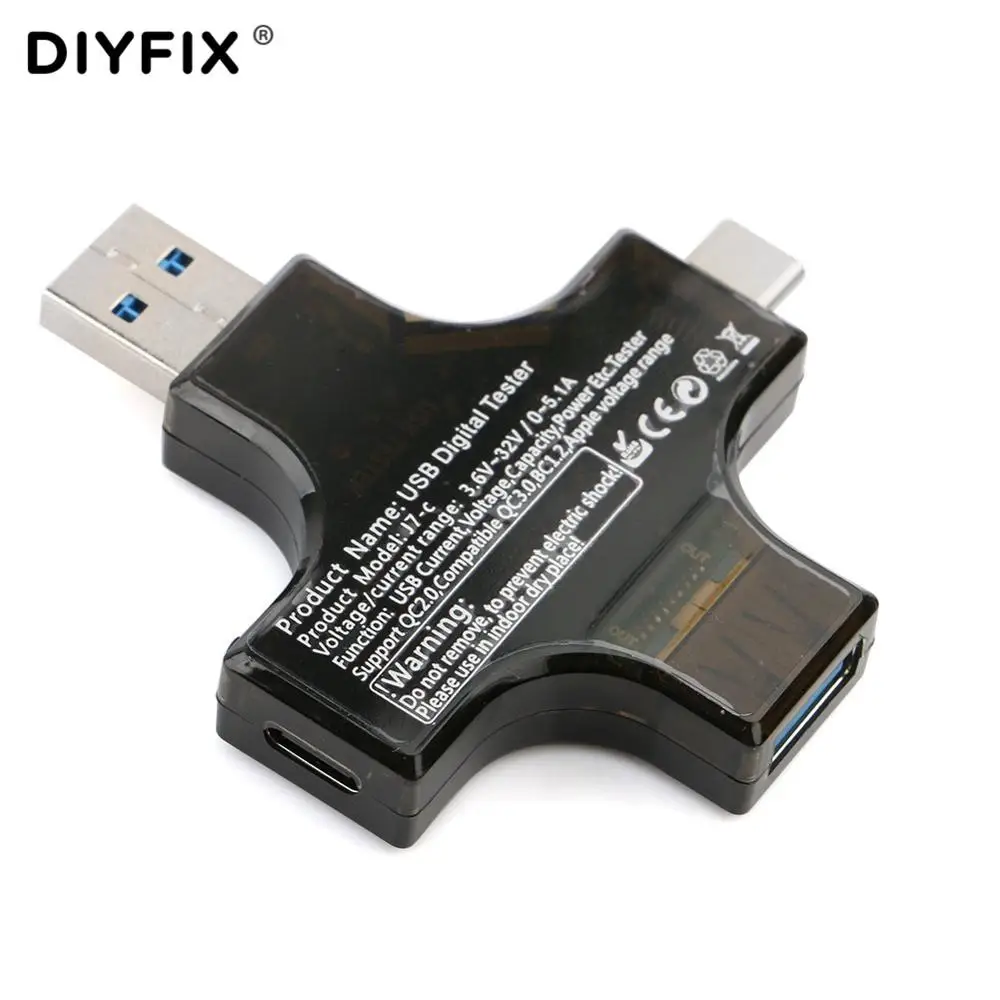Pd USB Tipe C Digital Tester DC Voltmeter Digital Tegangan Meter Amp Pengukur Amper Detector QC3.0 Power Bank Charger Indikator