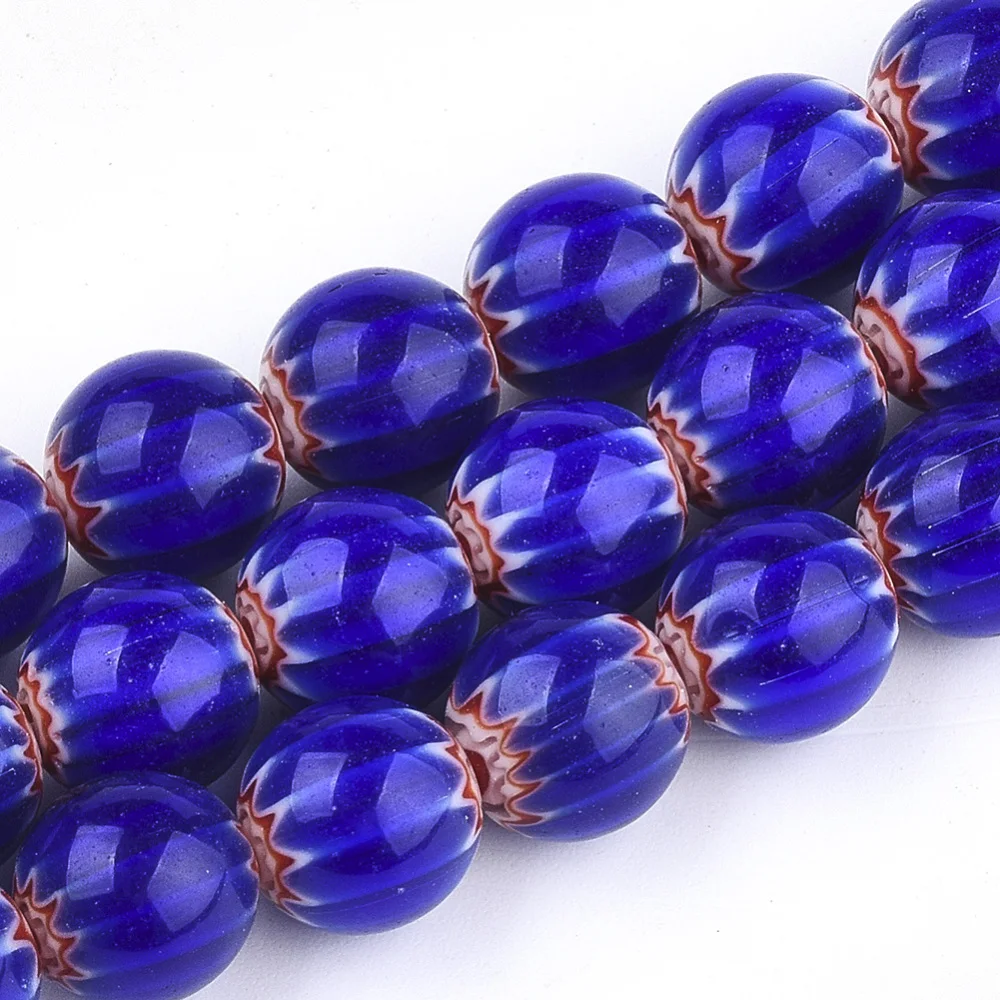 about 38pcs/strand Handmade Millefiori Lampwork Round Beads 10mm For Bracelet Necklace DIYJewelry making Strands hole: 1mm