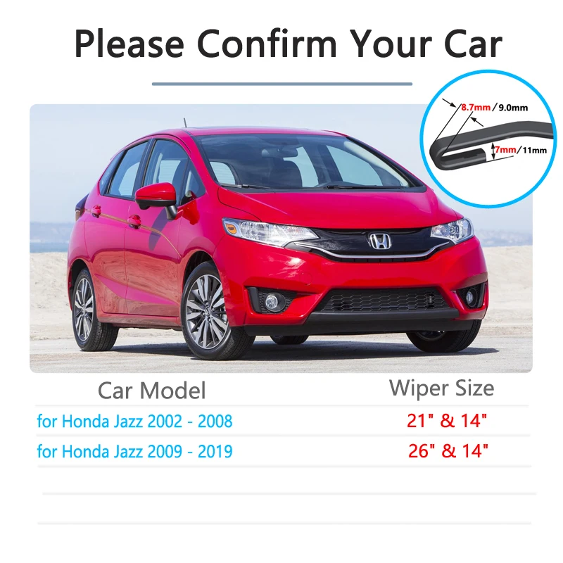 for Honda Fit Jazz Shuttle 2002~2019 GE6~GE9 Gk5 Wiper Blade Car Accessories Stickers Windshield Wipers 2008 2015 2016 2017 2018