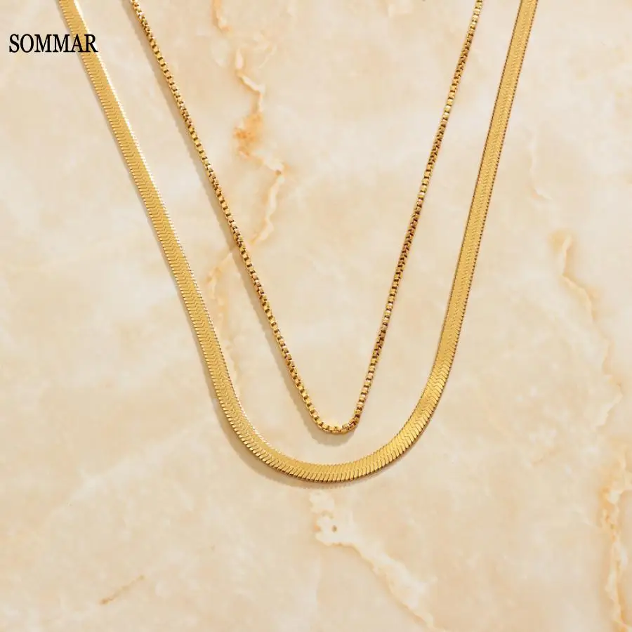SOMMAR Fashion Design Gold color Goddess fashion necklaces 2022 Double layered snake chain tattoo choker prices in euros