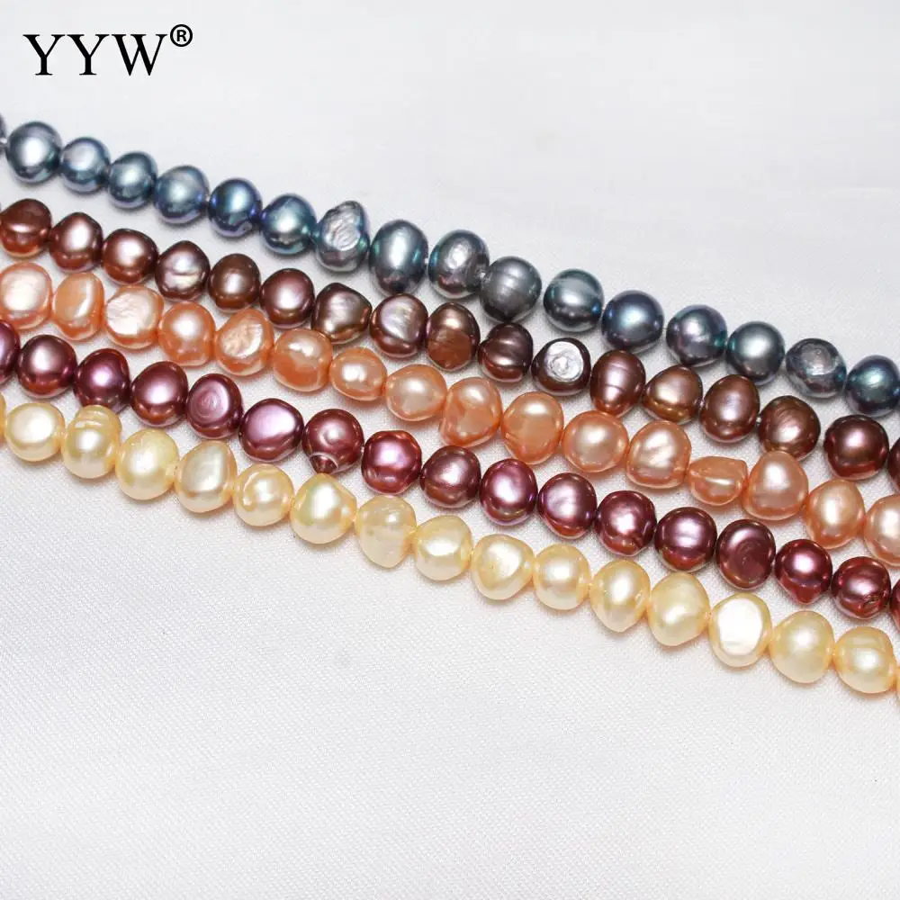 Clearance High Qualiy Green Tellow Orange Pearls Baroque Freshwater Pearl Beads 7-8mm  For Jewelry Making DIY Necklace Bracelet