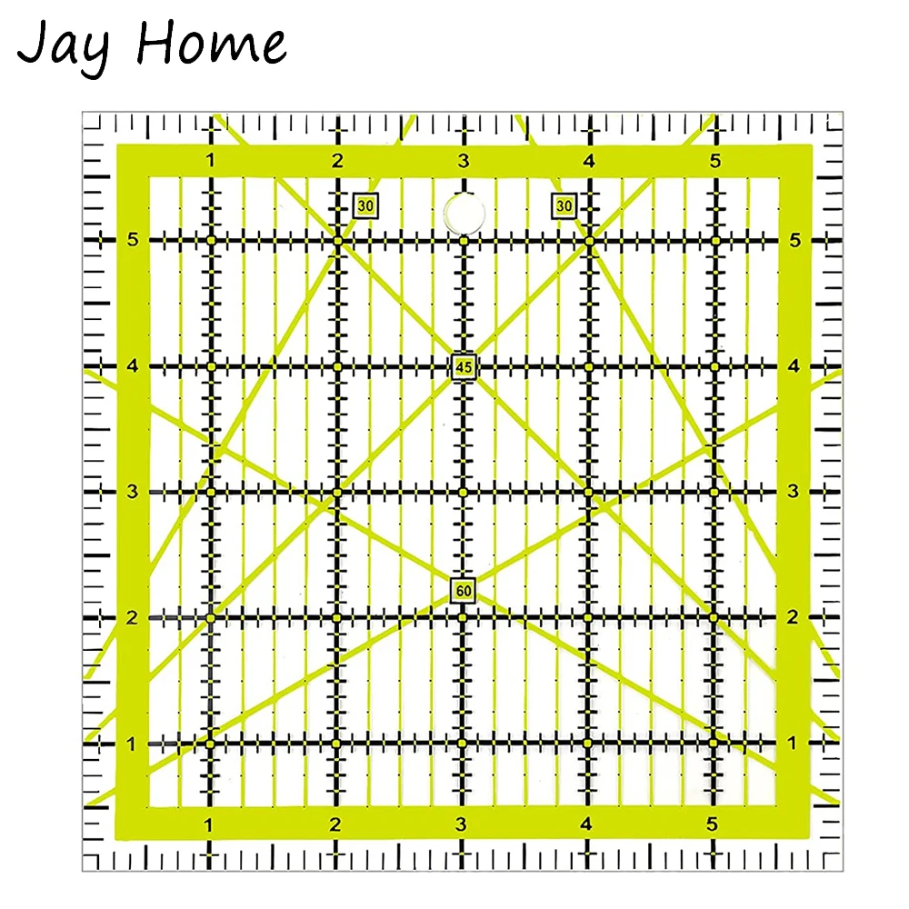 6x 6 Inch Quilting Ruler Square Acrylic Sewing Patchwork Ruler with Colored Grid Lines for DIY Crafts Fabric Cutting Ruler