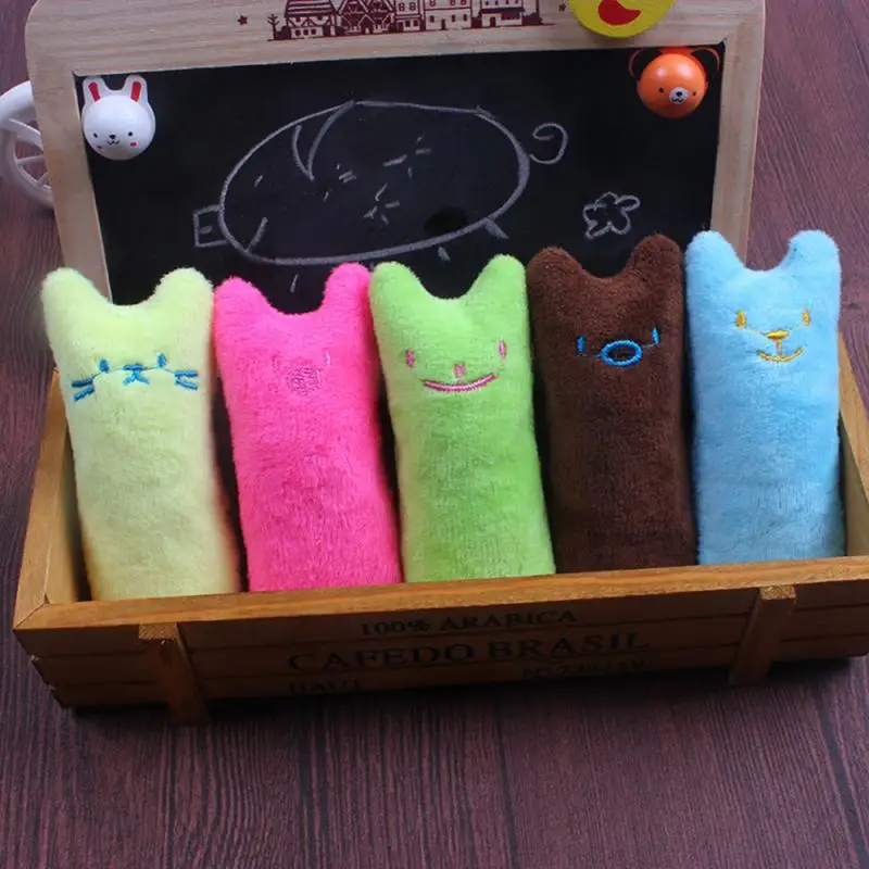 Cute Interactive Plush Cat Toy Pet Kitten Chewing Teeth Grinding Catnip Claws Thumb Bite Cat Mint Game Playing Pillow Scratcher