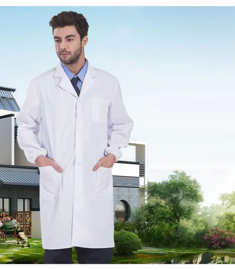 Male Short Sleeve Female Physician Suit Long Sleeve Beauty Salon Clothing White Coat Dust Proof Dental Nurse Lab Student Outfit