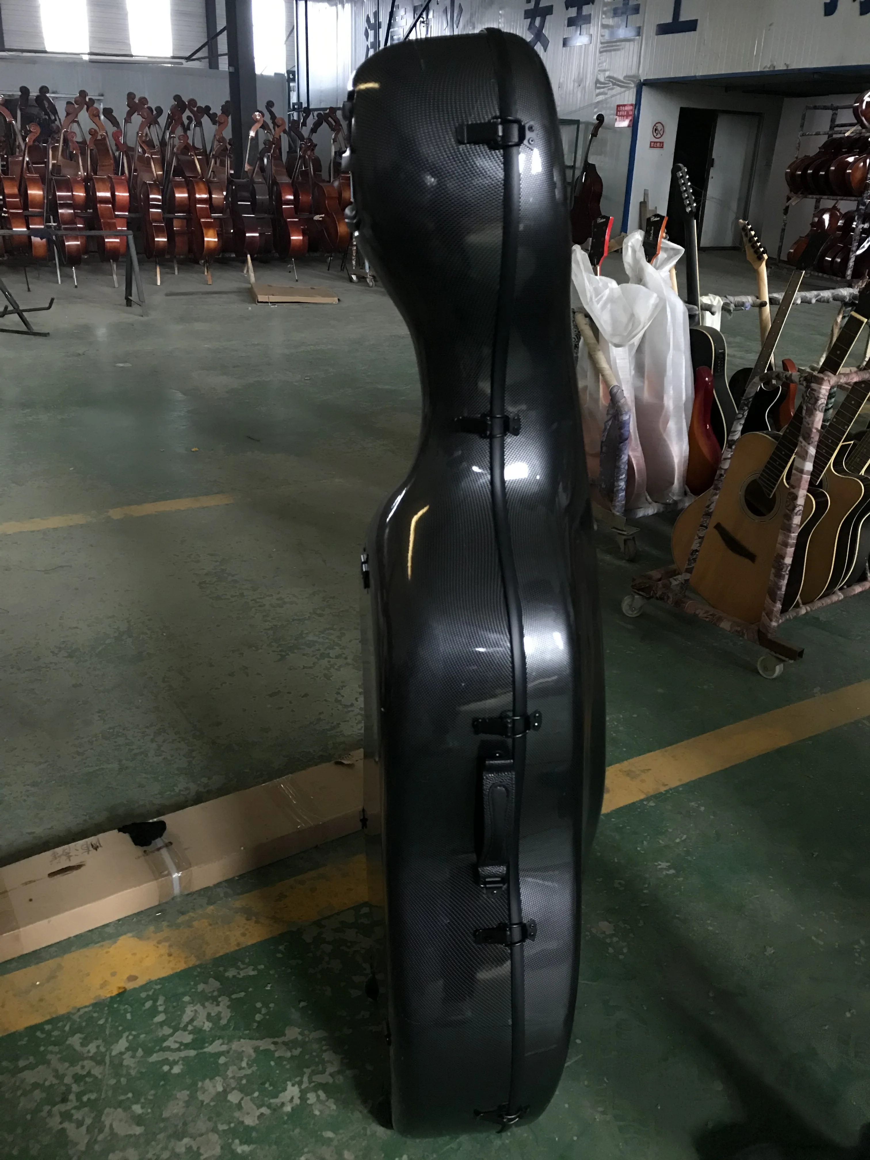 Strong Carbon Fiber Cello Case, Water-Resistant, Pressure-resistant, Wwheeled, Light Black, Hard Case, AA, New