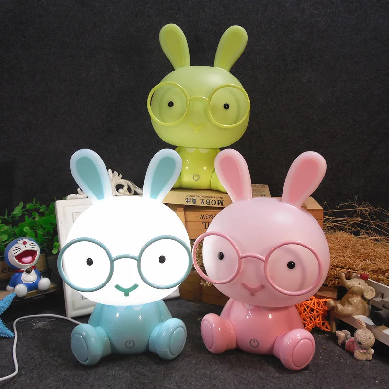 USB Rabbit Lamp Cartoon Rabbit LED Night Lights for Kids Room Bedroom Children Holiday Gifts Touching Sensor Dim Desk Lamp