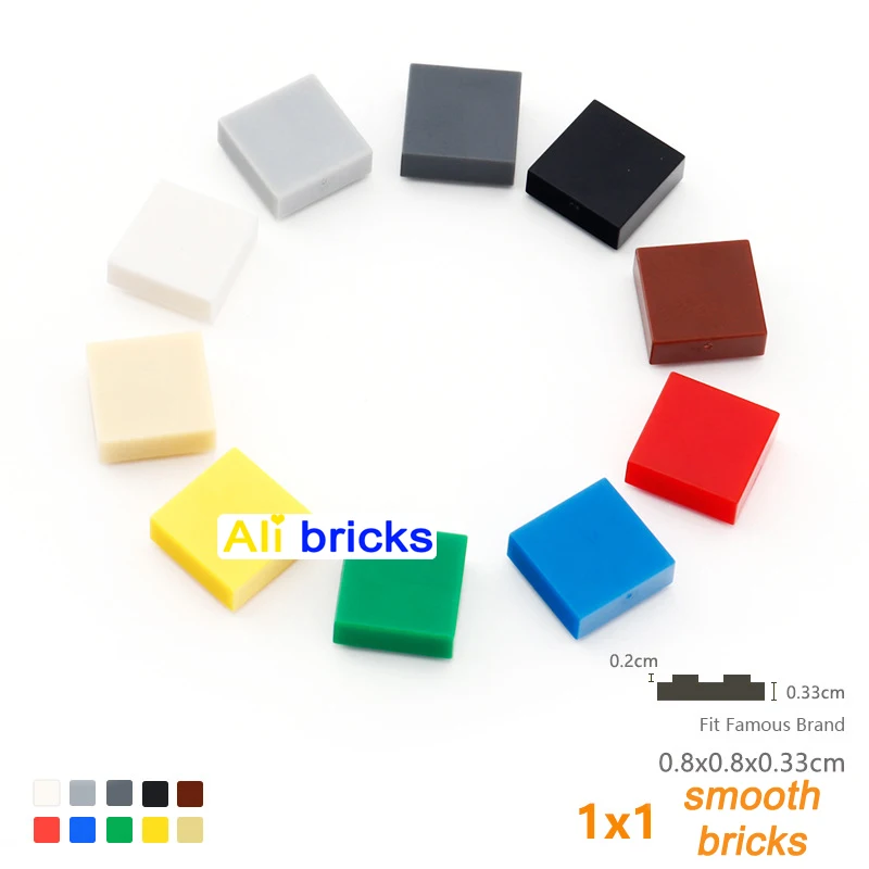 Cubes de construction pour figurine pour enfant, briques lisses, jouets créatifs, éducatifs, à monter soi-même, compatibles avec certaines marques, 24 couleurs, 1x 1, 100 pièces,