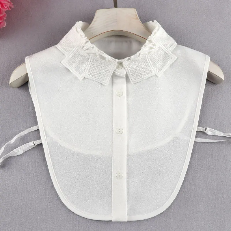 

Fashion Women Solid White Fake Collar Female Chiffon Shirt False Collar Ladies Detachable Collar Sweater Dress Lapel Shirt Top