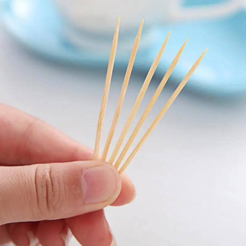 200PCS/Bag Bamboo Toothpick Disposable Natural Toothpick Family Restaurant Accessories Fruit Single ToothSticks Accessories Home