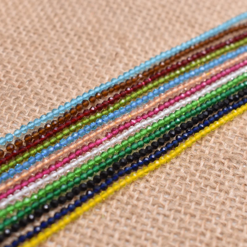 Wholesale 2mm 195pcs Small Beads Faceted Crystal Glass Beads Round Loose Beads For Jewelry Making DIY Bracelet Material Strand