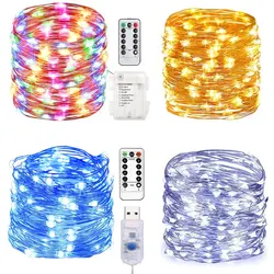 5M / 10M USB LED String Light Battery-operated Fairy Garland Christmas Lights Outdoor for Home Wedding Room Bedroom Decoration