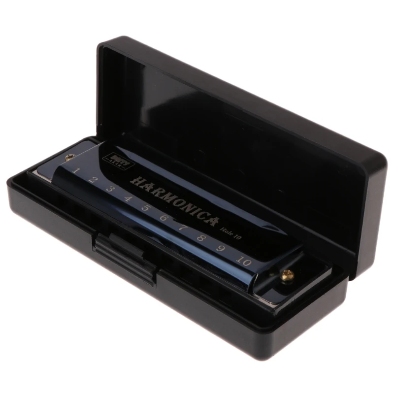 10 Holes Key Of C Blues Harmonica Musical Instrument Educational Toy With Case Drop Ship