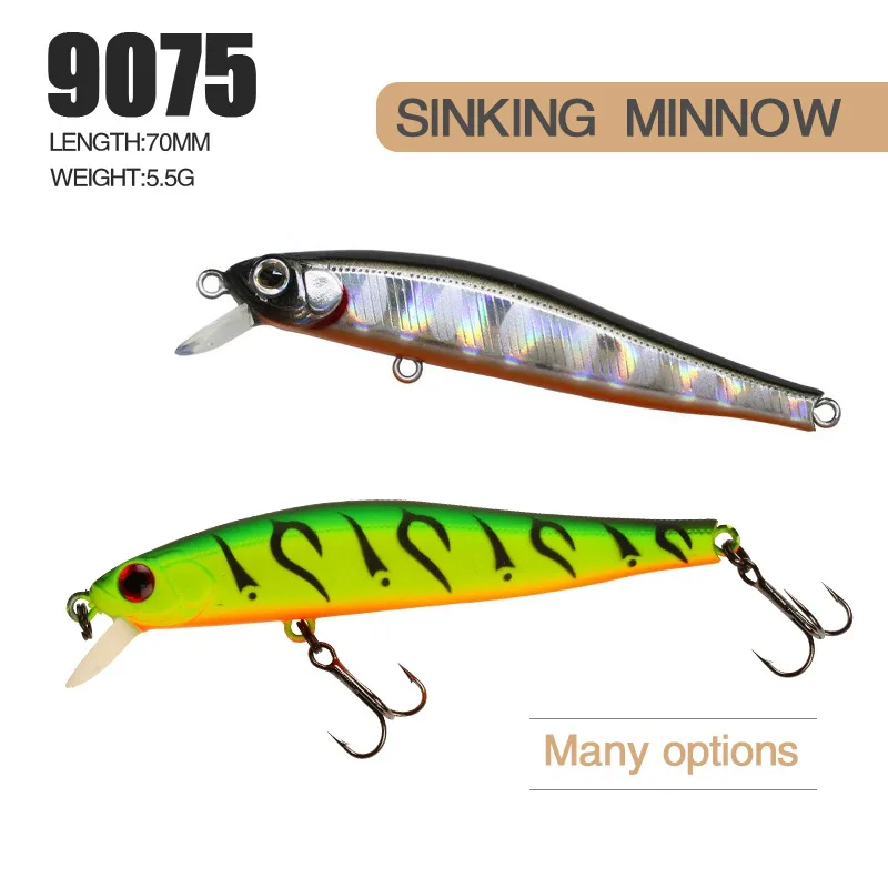 1PCS 70MM 5.5G Sinking Minnow Fishing Lures Artificial Bait 3D Natural Eyes Wobbler Hard Bait Fishing Tackle