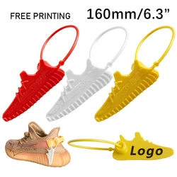 100 Custom Printed Shoe Tags Disposable Off Plastic White Brand Logo Gift Hang Label Tag for Sneakers Yeezy 350 Shoes 160mm/6.3